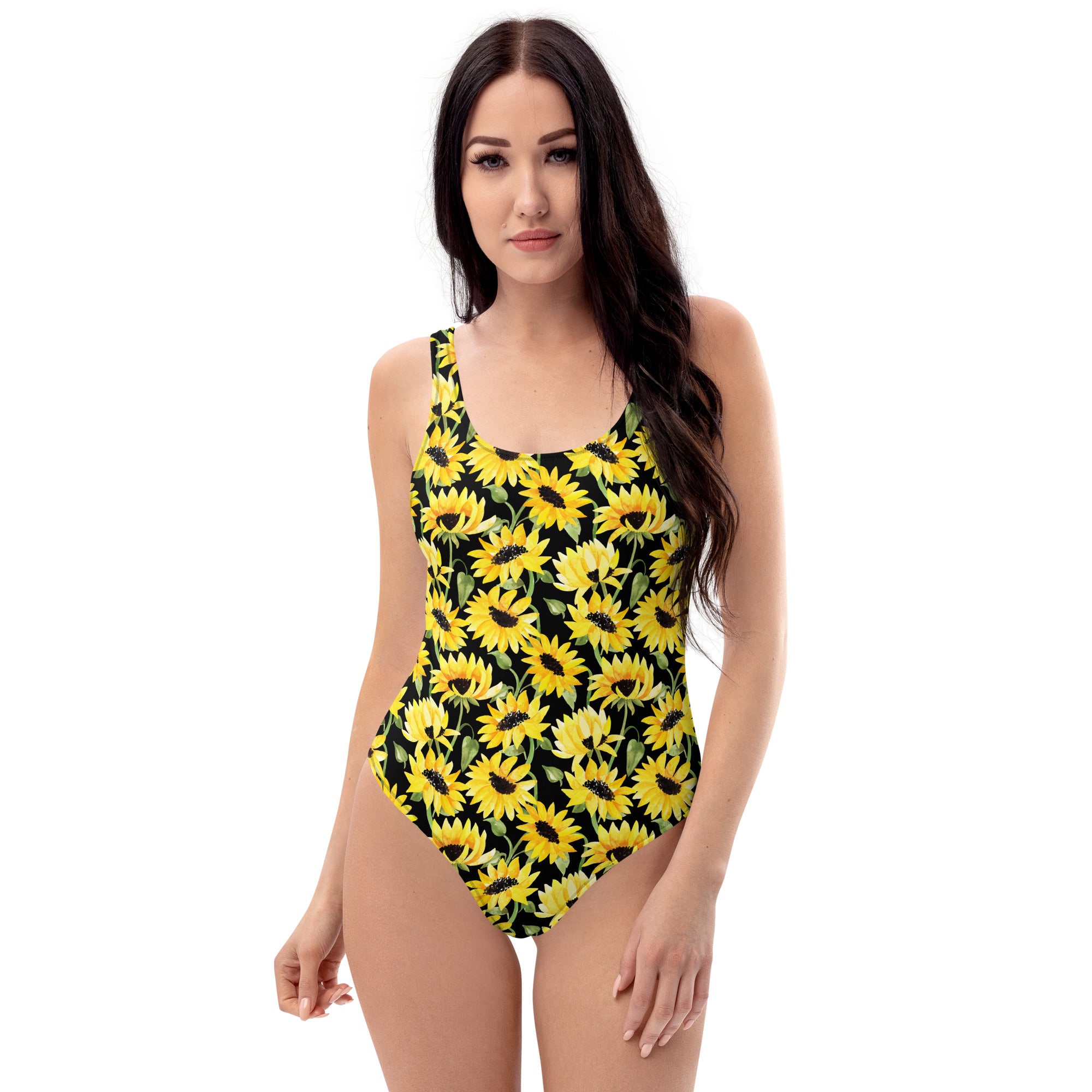 2020's Best Sunflower Print Clothing For Women - Sunflower Hollow Out  One-Piece Swimsuit